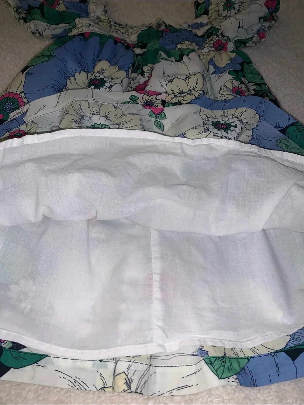 GAP Floral Puff Sleeve Dress 4 EUC White Blue Pink